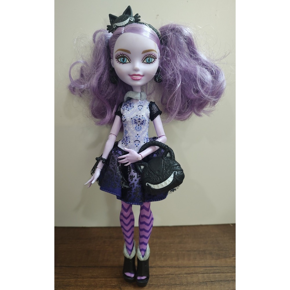 Ever After High First Chapter Kitty Cheshire Doll Dress Hat Tights Shoes Handbag